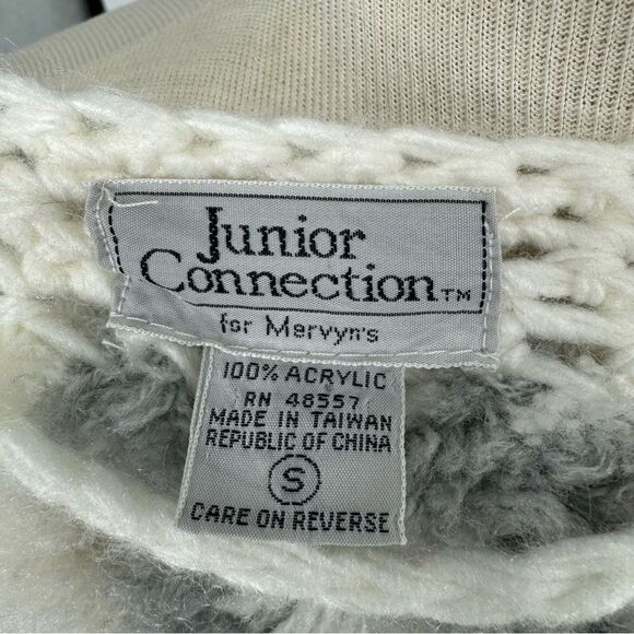 Junior Collection Mervyns Vintage 70s Knit Chunky Bauble PomPom Sweater Jacket S - Picture 5 of 7